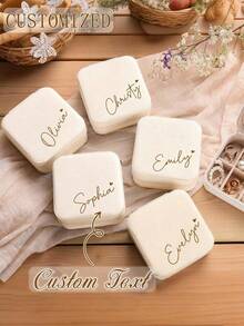 Personalized Name Jewelry Box, Customized Classic Rectangular Fabric Lined Travel Storage Box With Zipper Closure And Cufflink Compartment, Bridesmaid Gift Box, Perfect Bridesmaid Invitation Gift Or Couple Keepsake, Wedding Gift, Jewelry Box - Multicolor - View 4