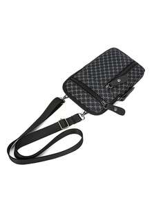 Vintage Floral Multifunctional Waist Bag For Men's Outdoor Cycling, Portable Mobile Phone Bag, Multi-Layer Zipper Storage, Lightweight Crossbody Bag - Black - View 5