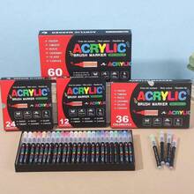 12/24/36 Colors Liquid Acrylic Markers, Soft Tip, Marker Pens, Professional Art Use For Adults, Suitable For Canvas, Stone, Wood, Glass, Ceramic, Fabric, Etc., DIY Craft Creation - Multicolor - View 11