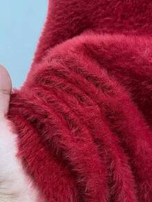Women's Cute Plush Pattern Loose Pullover Sweater Top, Autumn/Winter Christmas Halloween Thanksgiving Weekend Outfit - Red - View 10