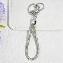 1pc Rhinestone Wristlet Keychain With Lobster Clasp, Shiny Crystal Braided Strap Key Ring, Bling Bag Pendant Charm Gift For Women Girls - Multicolor - View 3