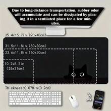 Cute Black Cat Design Extra Large Extended Mouse Pad 35.4X15.7 Inches, Non-Slip Base, Polyester Desk Mat, Suitable For Wireless Mouse And Keyboard, Ideal Choice For Office And Home Gamers - Top-down View Of a Black Cat - View 4