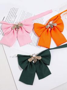 1pc French Delicate Rhinestone Pearl Bee Commute Academy Style Shirt Decorative Bow Tie - Multicolor - View 4
