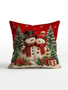 1pc Christmas Theme Plush Pillow Cover (Inner Cushion Not Included) - Holiday Home Decor, Suitable For Sofa, Bench, Living Room And Bedroom; Made Of Soft Fabric With Hidden Zipper Design; All Season Use And Machine Washable - Multicolor - View 7