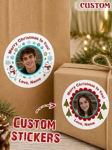 1-100Pcs Personalized Custom Christmas Stickers, Holiday Alphabet Labels, DIY Gift Wrapping Decor, Scrapbook Embellishments, Party Decoration Supplies, Present Packaging Labels, Holiday Craft Accessories - Multicolor - View 2