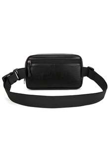 High End Soft Leather Small Chest Bag For Men, Simple Retro Horizontal Carry Bag, Casual Cycling Shoulder Crossbody Bag - Black - View 6