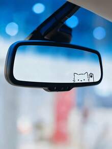 Cute Car Decal Featuring A Peeking, Waving Cat-Suitable For Side Mirrors, Rear Quarter Windows, Or Rear Windshields; Also Works As A Vinyl Sticker For Motorcycles Or Laptops - A - View 7
