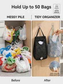1/2 Mesh Hanging Plastic Bag Holder, Multifunctional Hanging Storage Bag, Space Saving, Suitable For Cabinets, Pantry And Bathroom, Large Capacity, Essential Kitchen Items, Kitchen Accessories, Bathroom Accessories, Christmas, Cutting Board - Multicolor - View 4