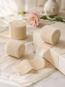 3 Rolls Champagne Chiffon Ribbon, 1.57 Inches X 16.4 Yards - Suitable For Gift Wrapping, Wedding Decor, Bouquets And DIY Crafts, Applicable For Bridal Bouquets And Wedding Invitations, Gift Wrapping Ribbon | Holiday Ribbon | Soft Texture Ribbon, Gift Box Decoration Bows - Multicolor - View 7