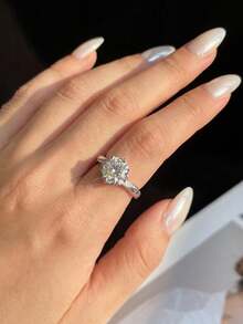 1件莫桑鑽戒指 經典1CT六爪鑲嵌附配石款，適合女性婚禮與訂婚 - 六爪莫桑環-1ct - 查看 3