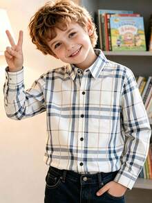 Young Boy Spring/Autumn Striped Long Sleeve Collared Casual Shirt - Multicolor - View 8