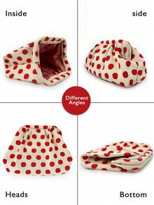 Fashionable New Pleated Polka Dot Cloud Clutch Bag, Large Capacity Makeup Bag, Lightweight Foldable Suitable For Daily Work, Makeup, Party, Vacation, Holiday Gift - Multi-color - View 6