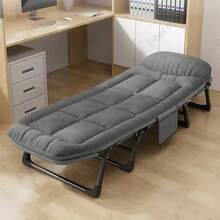 Silla Camastro Plegable Ajustable con Colchón, 6 Niveles de Inclinación, Catre de Viaje 200x64x30cm, Estructura de Acero, Tela Poliéster 600D, Resistente hasta 150kg para Camping, Jardín, Playa y Pesca - Negro - Ver 3