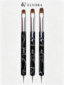 Dual-Head French Nail Art Brush, Semi-Round Bristles, Gel Nail Brush, Dotting Pen And Rhinestone Pickup Tool, Multi-Function Nail Art Tool, Suitable For Gel Nail Polish Application, Nail Shaping, Edge Cleaning, Floral Patterns, DIY Nail Art, Home And Salon Use - Multicolor - View 10