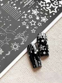 1pc Moon & Star Pattern Nail Art Stamping Plate, DIY Nail Transfer Template, Nail Polish Transfer Tool, Suitable For Nail Salon Supplies, Nail Tools, Applicable For Artificial Nails - Multicolor - View 2
