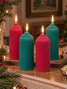 1 Piece Round Top Striped Scented Candle, Red And Green Striped Taper, Suitable For Lighting And Creating Festive Atmosphere, Home Decor, Tabletop Arrangement, Party, Holiday, Wedding, Photography Prop, Holiday Gift, Christmas - A - View 6