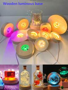 2 Buah Lampu Malam LED 6CM, Alas Lampu LED Kayu Solid, Lampu Malam Dekorasi Meja, Antarmuka USB, Cocok untuk Kaca, Bola Kristal, Resin, Dekorasi DIY. Dapat Diberikan Sebagai Hadiah - Dudukan kayu USB - View 7