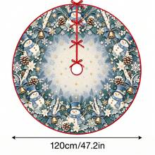 1pc Blue Snowman Pattern Christmas Tree Skirt, Elegant Color Holiday Decor, 5 Sizes, Unisex Holiday Gift, Suitable For Home And Party Christmas Home Decoration - Blues Snowman - View 10