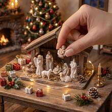 Set Adegan Kelahiran Natal Mini Edisi Kolektor 7 Potong – Termasuk Figur Keluarga Kudus (Bunda Maria, Yusuf) dan Domba; Dekorasi Natal Religius, Ornamen Rumah, Pajangan, untuk Doa dan Penataan Adegan Kelahiran; Cocok untuk Pajangan Meja - Gaya acak - View 6