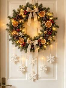 White Hollow Snowflake Christmas Hanging Ornament Set, 5 Pieces Different Pattern Snowflake Pendants, Exquisite Holiday Decoration, Gift Choice, Christmas Tree Window Door Hanging Decor - Multicolor - View 6