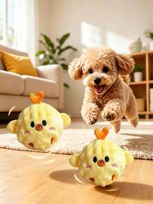 1/2pcs Pet Dog Sound Chasing Toy, Chick Shaped Soft Plush Material, Spiky Ball Core With Built-In Squeaker, No Battery Required, Interactive Play Toy Suitable For Small And Medium Cats And Dogs - Multicolor - View 2