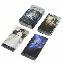 1 Juego de Cartas de Tarot Ángel de la Noche Oscura, Un Juego de Cartas de Adivinación para Mujeres, Perfecto para Halloween, Navidad, Juegos de Rol de Mesa, Adivinación y Reuniones Sociales - Negro - Ver 4