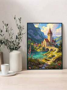 DIY Digital Oil Painting Kit - Castle Scenery, Beginner Canvas Art Handmade Painting Craft, Home Decor For Living Room, Bedroom, Holiday Gift, Includes Painting Tools. - Sets - View 3
