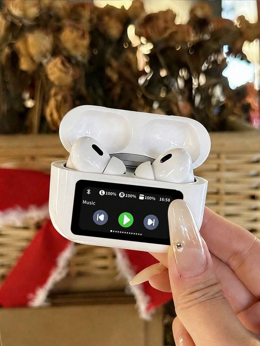 Earphone Bluetooth Nirkabel yang Ditingkatkan dengan Layar Tampilan, Headphone Stereo Nirkabel, Kontrol Sentuh, Earbud Mini, Earphone Olahraga Anti Keringat yang Nyaman