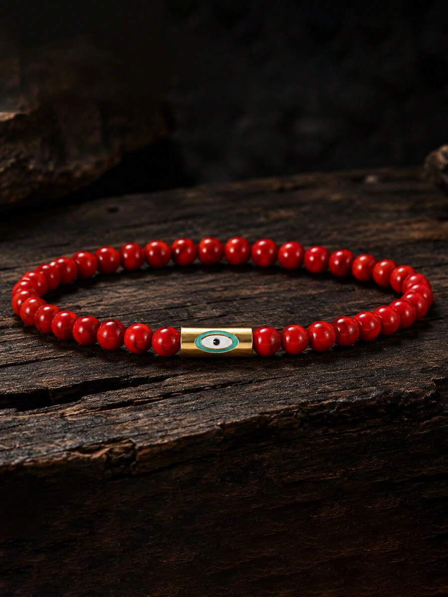 diffone Fashion Handmade 4mm Stone Beads Bracelet Charms Evil Eye Men Bracelet For Male Armband Jewelry - Evil Eye Bracelet - View 1
