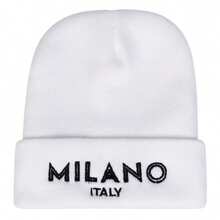 AR 1件男士MILANO ITALY字母刺繡針織冷帽，時尚休閒保暖帽，適合春秋旅行，防風冬季保暖 - 彩色 - 查看 10