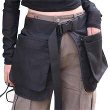 1 PC Celemek Pinggang Hitam Polos 2 Kantong, Tas Alat Pinggang Kerja Jalanan dari Poliester Tahan Air dengan Gesper Lepas Cepat, Kantong Kancing Logam & Sabuk yang Dapat Disesuaikan, Celemek Kerja Penyimpanan Multifungsi untuk Tukang Cukur, Toko Bunga, Berkebun, Salon, Penggunaan Harian Sepanjang Musim - MultiWarna - View 1