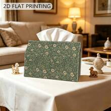 1pc Soft Green Floral Branch Pattern Tissue Box, Elegant Design Enhances Living Environment, Suitable For Daily Use And Special Occasions Like Holidays, Convenient Access - A - View 14