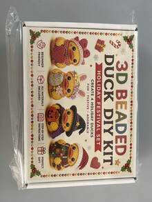 1套可愛3D串珠鴨子DIY套組，季節性鴨子圖案，卡通迷你人偶風格，壓克力珠手工套組附針、線與說明書，手工展示藝術套組，適合桌面裝飾、萬聖節禮物、手工愛好者、返校季 - 彩色 - 查看 15