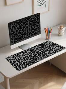Large Desk Mouse Pad, Grey‑Black Leopard Animal Print, Non‑Slip Rubber Base Keyboard Mat For Home Office Gaming Desktop Decoration - View 4