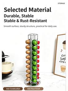 1pc Coffee Capsule Storage Rack, Storage Box, Coffee Display Stand, 40-Capsule Coffee Pod Holder, Rotating Display Storage Rack, Suitable For Office, Kitchen, Restaurant, Hotel And Other Occasions. - Multicolor - View 7