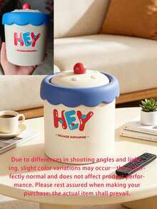 1pcsVibrant Plastic Cylindrical Storage Canister, Wavy Edge Lid With Round Knob & HEY Letter Print, Sealed For Sundries, Multi‑Purpose Desktop Container, Works As Small Tabletop Trash Can, For Bedroom, Living Room, Office, All‑Season Home Use - Multiple Styles - View 11