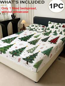 1 ga giường bọc nệm họa tiết chủ đề Giáng Sinh (chỉ gồm ga bọc, không kèm vỏ gối), in cây thông Noel, chất liệu mềm mại, phù hợp cho phòng ngủ, phòng khách, ký túc xá trường học, dễ tháo rời và giặt máy, bảo vệ nệm dùng quanh năm, quà Giáng Sinh hoàn hảo cho cha mẹ và bạn bè - Nhiều màu - Xem 1