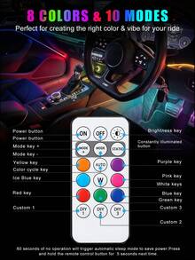 Wireless Remote Control RGB LED Flashing Light, Colorful Flashing Warning Light, Multi-Mode Car Interior Atmosphere Light, Rechargeable Car And Motorcycle Light, Car Accessories, Party Decoration, Christmas Halloween Gift - A - View 6