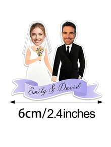 UNICCUT Customized Wedding Groom Bride Stickers Personalized Head And Face Decoration Stickers Labels Wedding Engagement Decoration - Multicolor - View 3