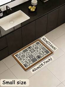 SANJIANGDI 1pc Retro Floral Tile Style Pattern Kitchen Mat, 3.5 Mm Soft Rubber That Absorbs Water And Is Easy To Clean. Suitable For Corridors, Bathrooms, Living Rooms, Outdoor Door Mats, And Toilets. Useable Throughout The Year And For Various Holidays. - Multicolor - View 17