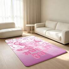 1pc Disney Stitch Printed Area Rug, Faux Rabbit Fur Surface With TPU Non‑Slip Back, Soft Fluffy Decorative Carpet For Living Room Bedroom Home Decor - Multicolor - View 1