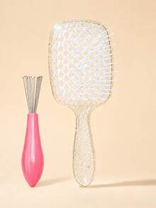1set/1pc Shiny Handle Detangling Massage Comb, Wide Tooth Comb For Comfortable Styling, Easily Say Goodbye To Tangled Hair, Flexible And Elastic Bristles, No Pulling During Combing, Suitable For Dry And Wet Hair, Ideal For Home Use Or Travel, Rounded Bristles For Comfortable Touch, Gently Massage Scalp While Combing, Flat Surface, Easy To Clean Entangled Hair, Washable To Keep Clean, Lightweight And Portable - Multicolor - View 12