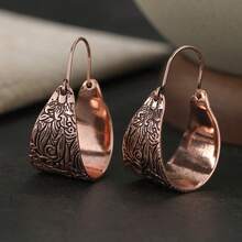 Gmzalx Women's Vintage Bohemian Carved Hoop Earrings, Pattern Accessory, Suitable For Daily Wear, Casual Occasions And Holiday Parties - Bronze - View 8