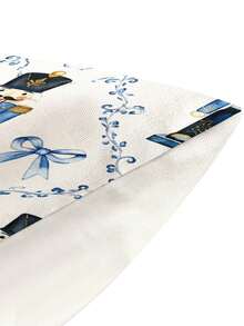 Christmas Table Runner Pillow Case Placemat Blue Nutcracker Soldier Bow Farmhouse American Country Style Christmas Decor Dining Table Arrangement Holiday Home Decoration Tablecloth - Multicolor - View 8