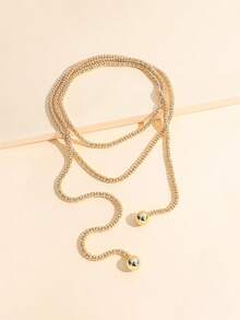 1pc Fashion Casual Minimalist Multi-Layer Wrap Long Necklace For Women, Daily Wear, Date, Party, Vacation, Travel, Gift For Girlfriend And Mom - Gold - View 3