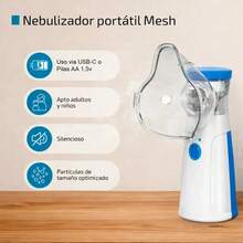 Nebulizador de malla portátil silencioso, inhalador ultrasónico recargable USB, equipo de cuidado respiratorio para uso doméstico, incluye mascarillas para niños y adultos - Ver 7