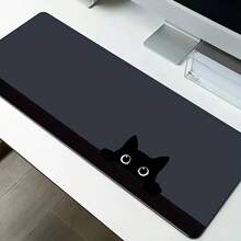 Cute Black Cat Design Extra Large Extended Mouse Pad 35.4X15.7 Inches, Non-Slip Base, Polyester Desk Mat, Suitable For Wireless Mouse And Keyboard, Ideal Choice For Office And Home Gamers - Top-down View Of a Black Cat - View 8