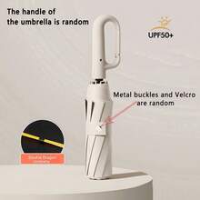Fully Automatic Extra Large Wind-Resistant Sun & Rain Dual-Use Business Umbrella Auto Open Close Folding Umbrella With Hook Handle, Portable Wind-Resistant Hangable Umbrella, Sun Rain Dual-Use Travel Umbrella For Outdoor Daily Use - Multicolor - View 14