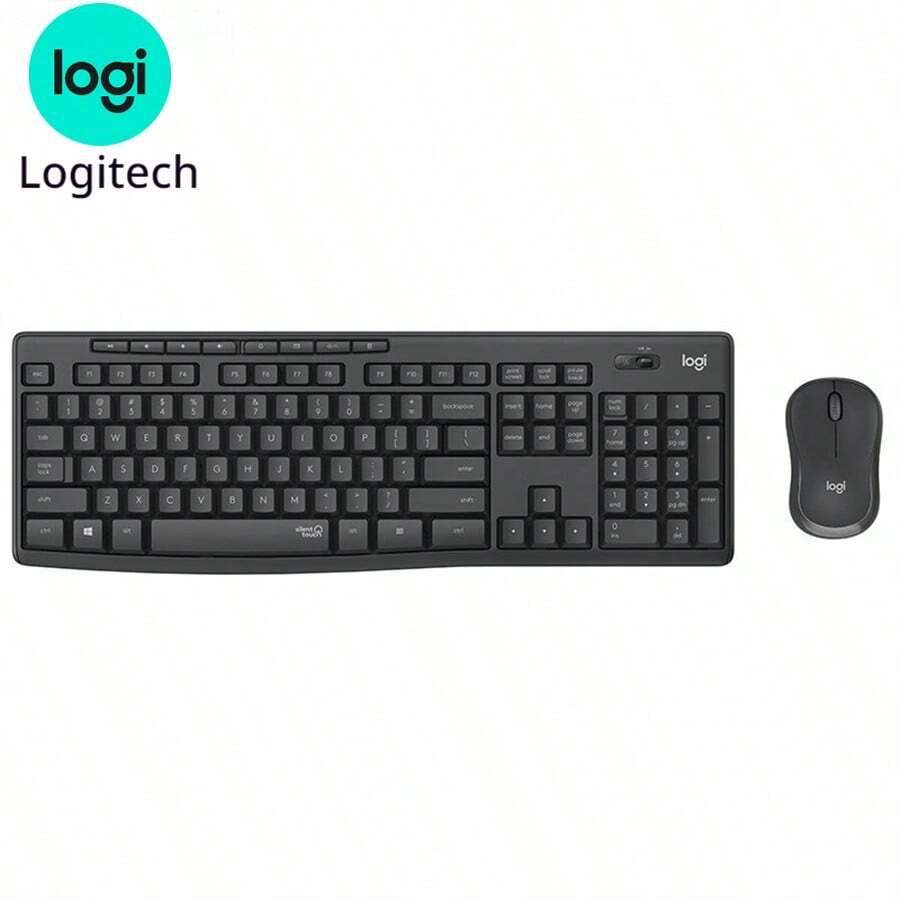 Logitech MK295 Black Wireless Keyboard And Mouse Combo, Silent Office Keyboard Set, Mouse And Keyboard For Laptop, Personal Computer, Desktop, Full-Size 104-Key Membrane Keyboard