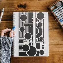 Reusable PET Stencil For DIY Crafts - Geometric Wallpaper & Tile Stencils With Circle & Line Patterns, Suitable For Floors, Walls, Fabric Painting, Floor Tiles - 11.7 Inch X 8.3 Inch - A - View 7